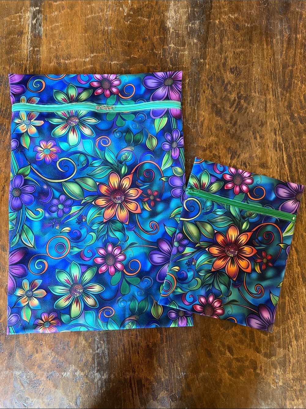 Handcrafted Vibrant Floral Blue Traveling Laundry Bags
